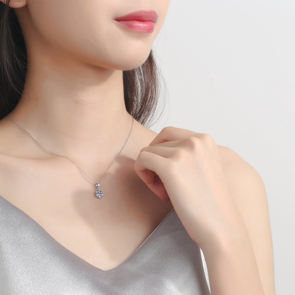 Certified 3 ct. t.w. Diamond Moissanite Solitaire Necklace NEW - Picture 6 of 9